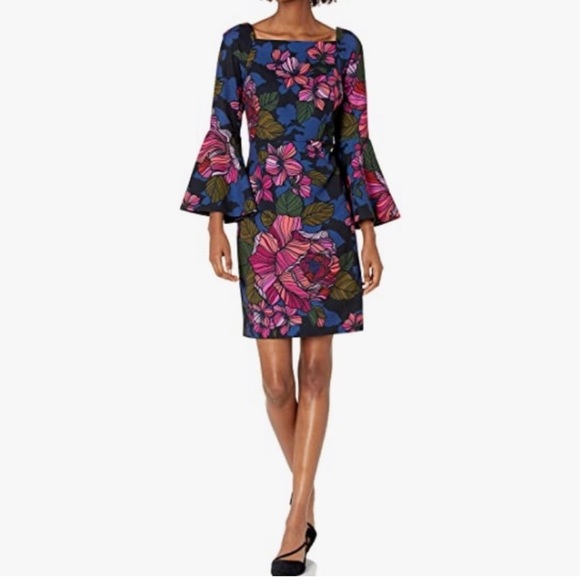 Trina Turk Miley Bell Sleeves Floral Dress Size 8 - Picture 1 of 11